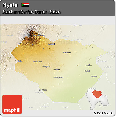 Physical 3D Map of Nyala, lighten