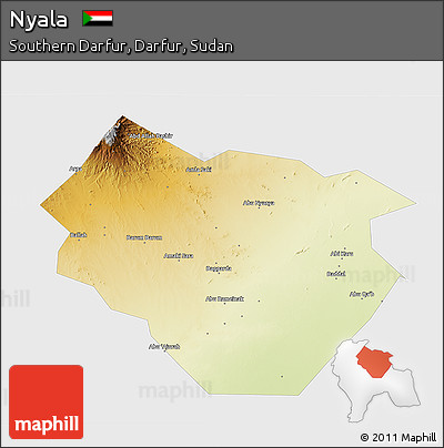 Physical 3D Map of Nyala, single color outside