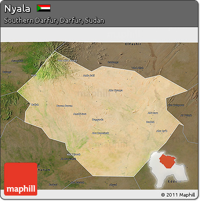 Satellite 3D Map of Nyala, darken
