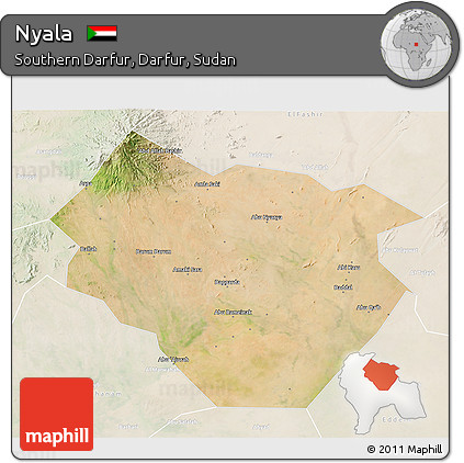 Satellite 3D Map of Nyala, lighten