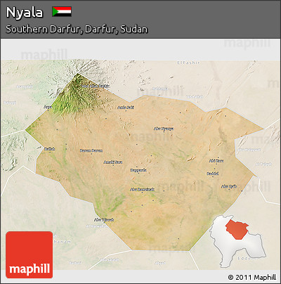Satellite 3D Map of Nyala, lighten