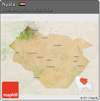 Satellite 3D Map of Nyala, lighten