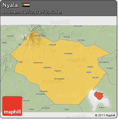 Savanna Style 3D Map of Nyala