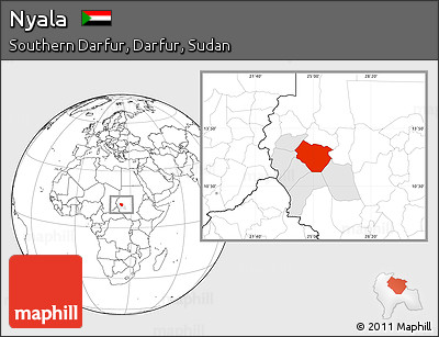 Blank Location Map of Nyala, highlighted parent region