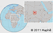 Gray Location Map of Nyala, within the entire country