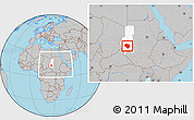 Gray Location Map of Nyala, highlighted grandparent region, within the entire country