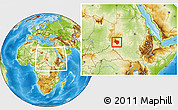 Physical Location Map of Nyala, within the entire country