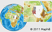 Physical Location Map of Nyala, highlighted country, highlighted grandparent region, within the entire country