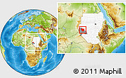 Physical Location Map of Nyala, highlighted country, highlighted parent region, within the entire country