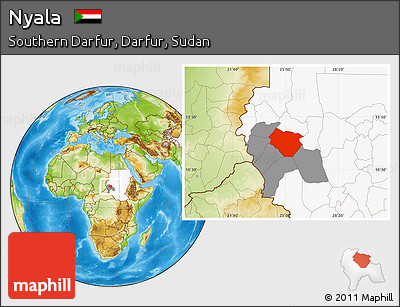 Physical Location Map of Nyala, highlighted country, highlighted parent region