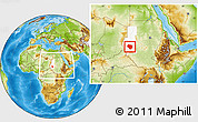 Physical Location Map of Nyala, highlighted grandparent region, within the entire country