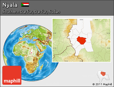 Physical Location Map of Nyala, highlighted grandparent region