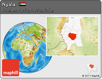 Physical Location Map of Nyala, highlighted grandparent region