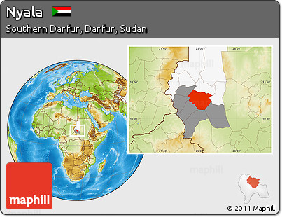 Physical Location Map of Nyala, highlighted parent region, highlighted grandparent region