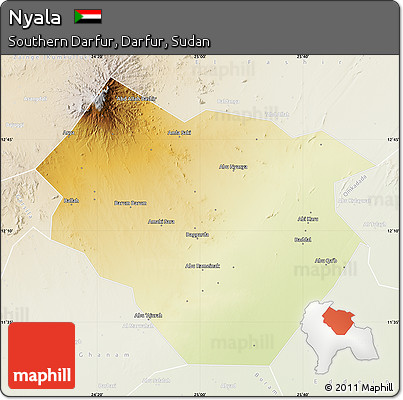 Physical Map of Nyala, lighten