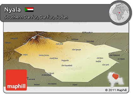 Physical Panoramic Map of Nyala, darken
