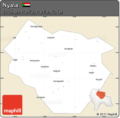 Classic Style Simple Map of Nyala, single color outside