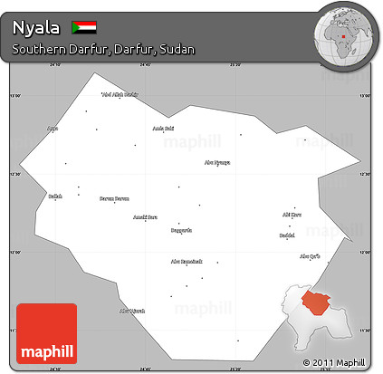 Gray Simple Map of Nyala, single color outside