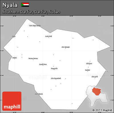Gray Simple Map of Nyala, single color outside