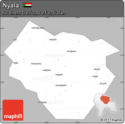 Gray Simple Map of Nyala, single color outside