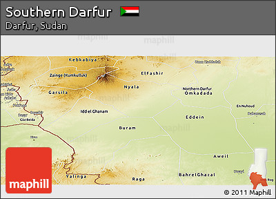 Physical Panoramic Map of Southern Darfur