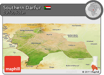 Satellite Panoramic Map of Southern Darfur, physical outside