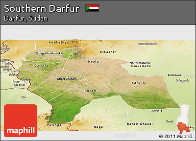 Satellite Panoramic Map of Southern Darfur, physical outside