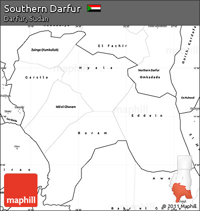 Blank Simple Map of Southern Darfur
