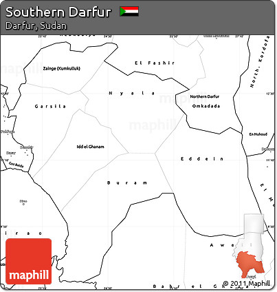 Blank Simple Map of Southern Darfur