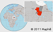 Gray Location Map of Gedaref, highlighted parent region, highlighted grandparent region