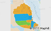 Political 3D Map of Red Sea, lighten