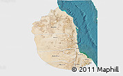 Satellite 3D Map of Red Sea, single color outside