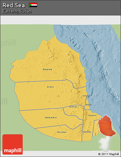 Savanna Style 3D Map of Red Sea, single color outside