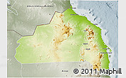 Physical 3D Map of Halaieb, semi-desaturated