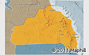 Political 3D Map of Halaieb, semi-desaturated