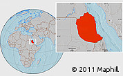 Gray Location Map of Red Sea, hill shading