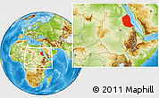 Physical Location Map of Red Sea, within the entire country