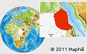 Physical Location Map of Red Sea, highlighted country