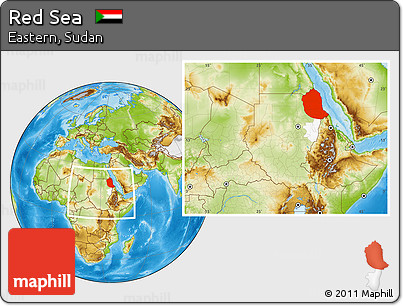 Physical Location Map of Red Sea, highlighted parent region, within the entire country