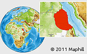 Physical Location Map of Red Sea, highlighted parent region