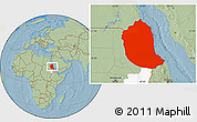 Savanna Style Location Map of Red Sea, highlighted parent region, hill shading