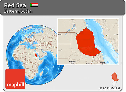 Shaded Relief Location Map of Red Sea