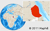 Shaded Relief Location Map of Red Sea, highlighted parent region