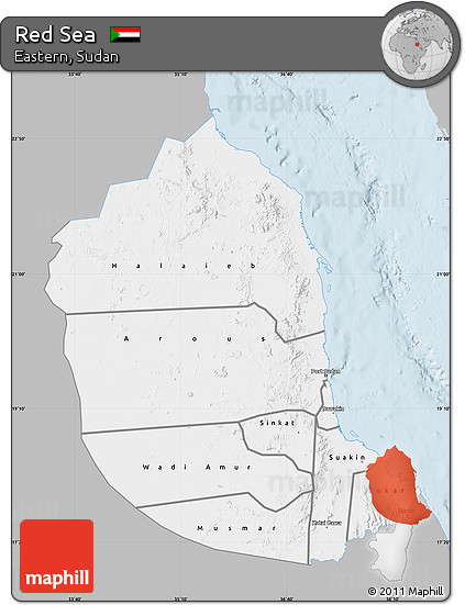 Gray Map of Red Sea, single color outside