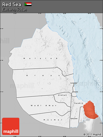 Gray Map of Red Sea, single color outside