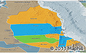 Political Panoramic Map of Red Sea, semi-desaturated