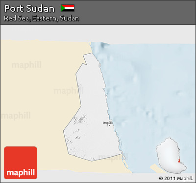 Classic Style 3D Map of Port Sudan, single color outside