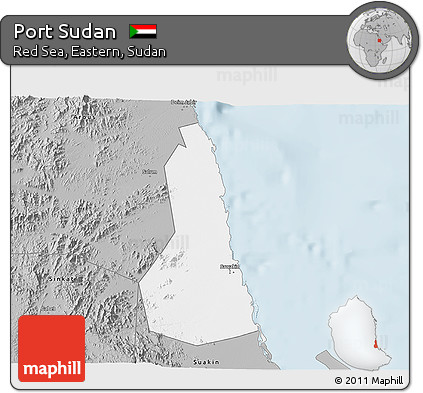 Gray 3D Map of Port Sudan