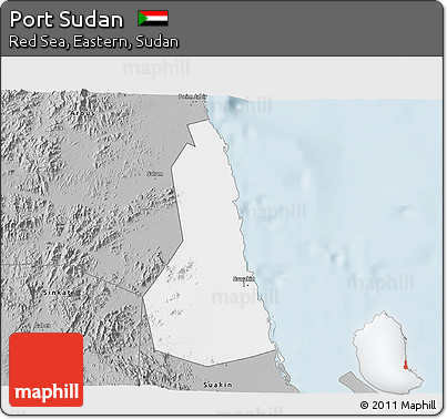 Gray 3D Map of Port Sudan