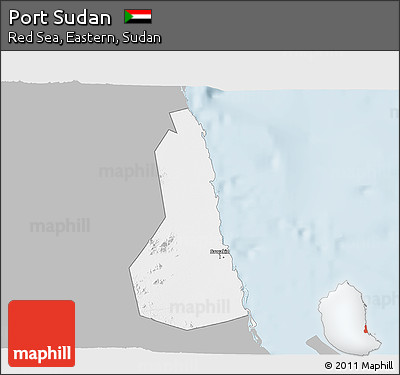 Gray 3D Map of Port Sudan, single color outside